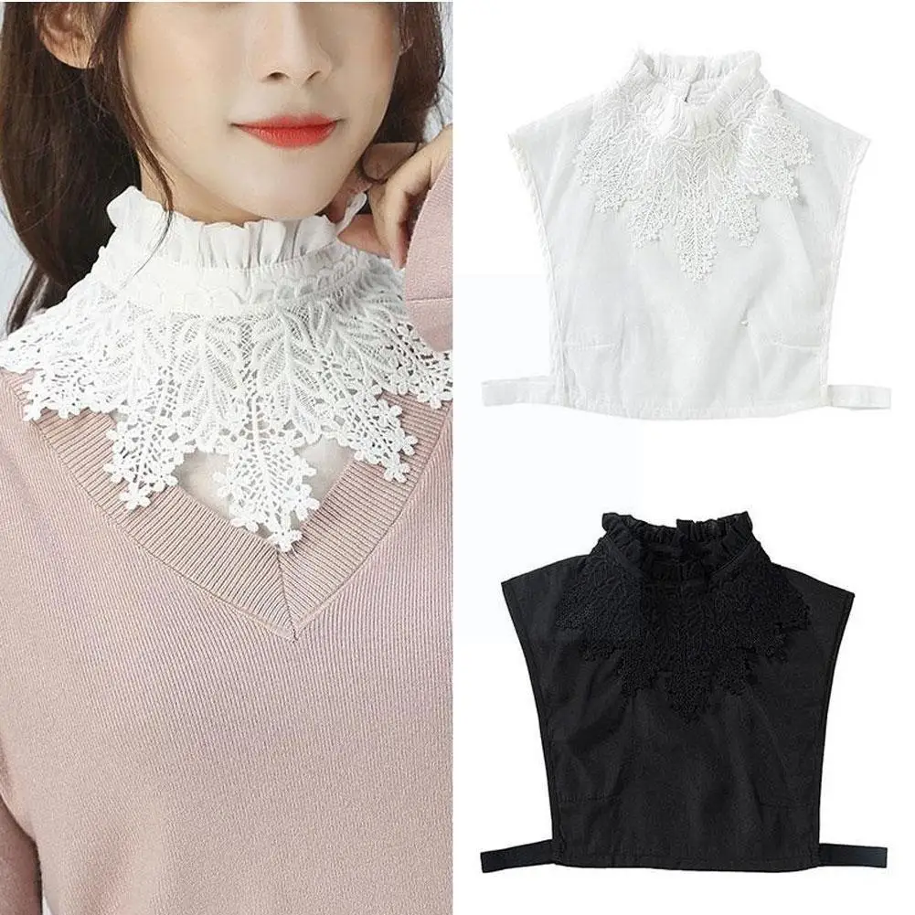 

Поддельный Воротник, милый женский воротник с оборками, Поддельный Воротник-стойка, женская рубашка с высокой половинной завязкой, съемная ...