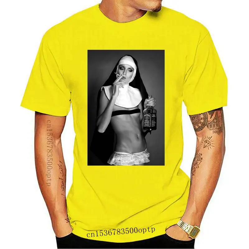 

New Nun Smoking Drinking T Shirt Funny Cool Designer Summer Top Gift Present cotton tshirt men summer fashion t-shirt euro size