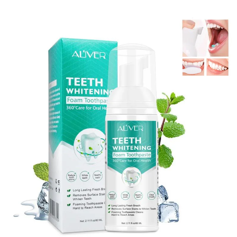 

60ml Teeth Cleansing Whitening Mousse Removes Stains Teeth Oral Hygiene Health Mousse Toothpaste Breathing Freshener