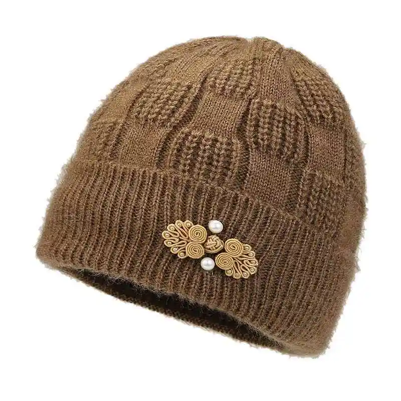 Winter Middle-Aged and Elderly 50-Year-Old Mother Hat Old Lady Warm Grandma Knitted Wool All-Matching Western Sle Toque