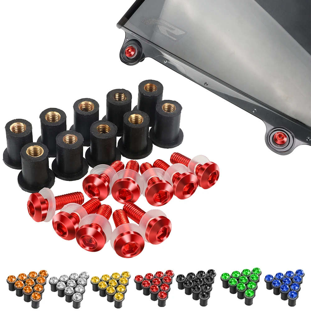 

5mm 10PCS Windscreen Windshield Bolts Screws Nut For Ducati Panigale V2 V4 Streetfighter V2 Monster 400 620 695 750 800 900 1000