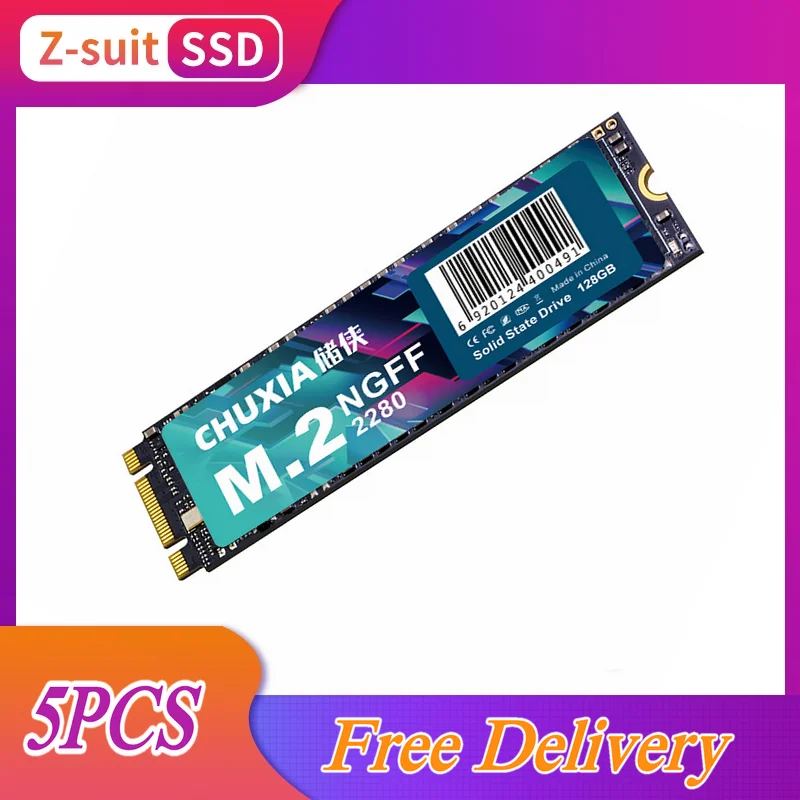 CHUXIA 5PCS NGFF M.2 SSD 2280 128G 256G 512G 1T PCLE3 SSD HDD Internal Solid State Drive For Portable Desktop