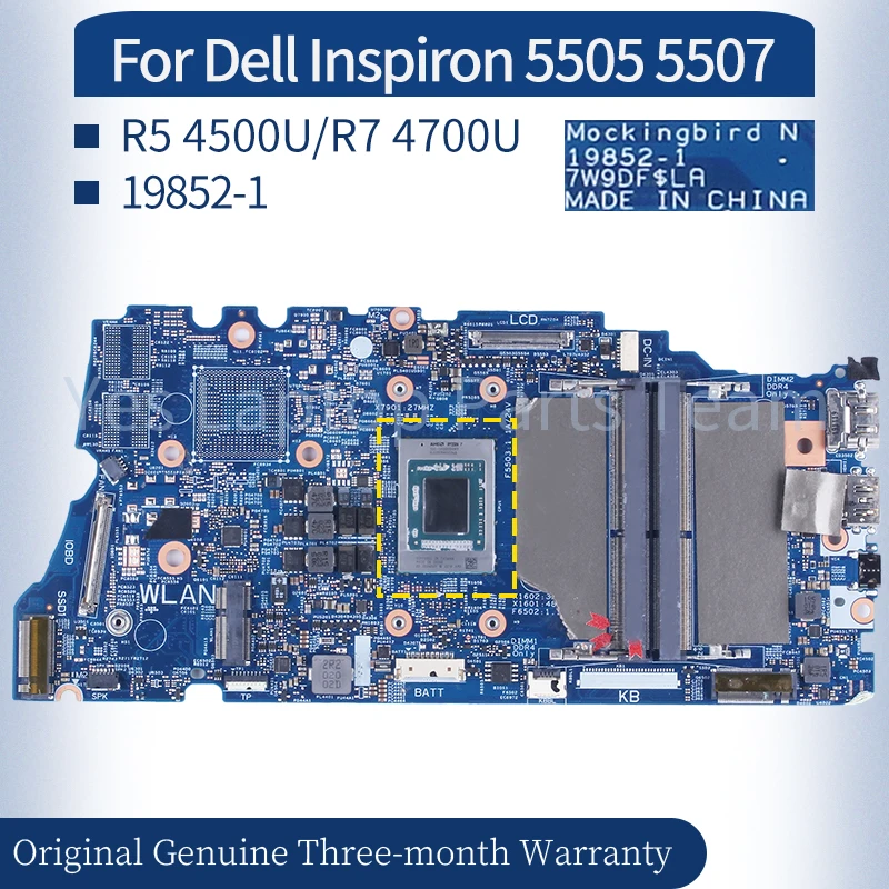 

19852-1 For Dell Inspiron 5505 5507 Laptop Mainboard 0YX59Y 0GFPRC R5 4500U R7 4700U Motherboard