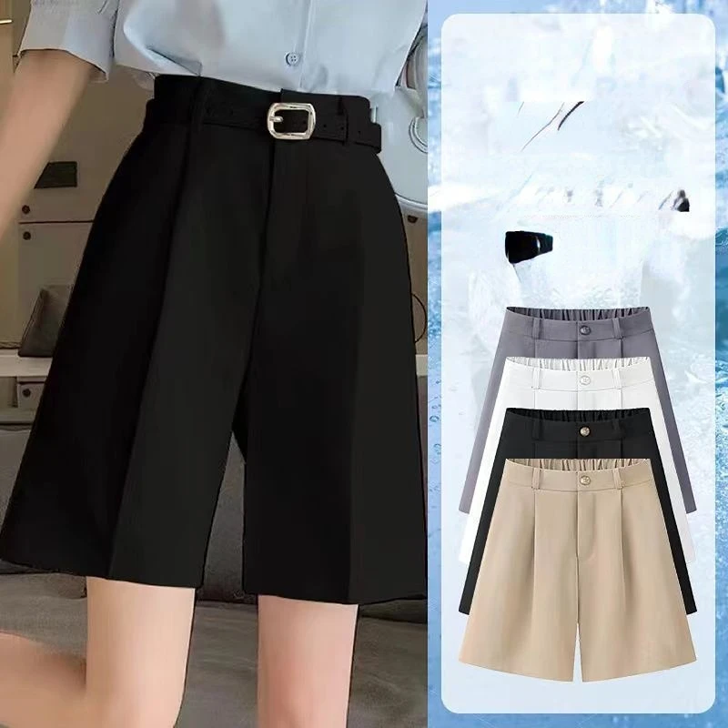 

Шорты женские эластичные с высокой талией, повседневные приталенные штаны с карманами, уличная одежда, пять точек, G110, на лето