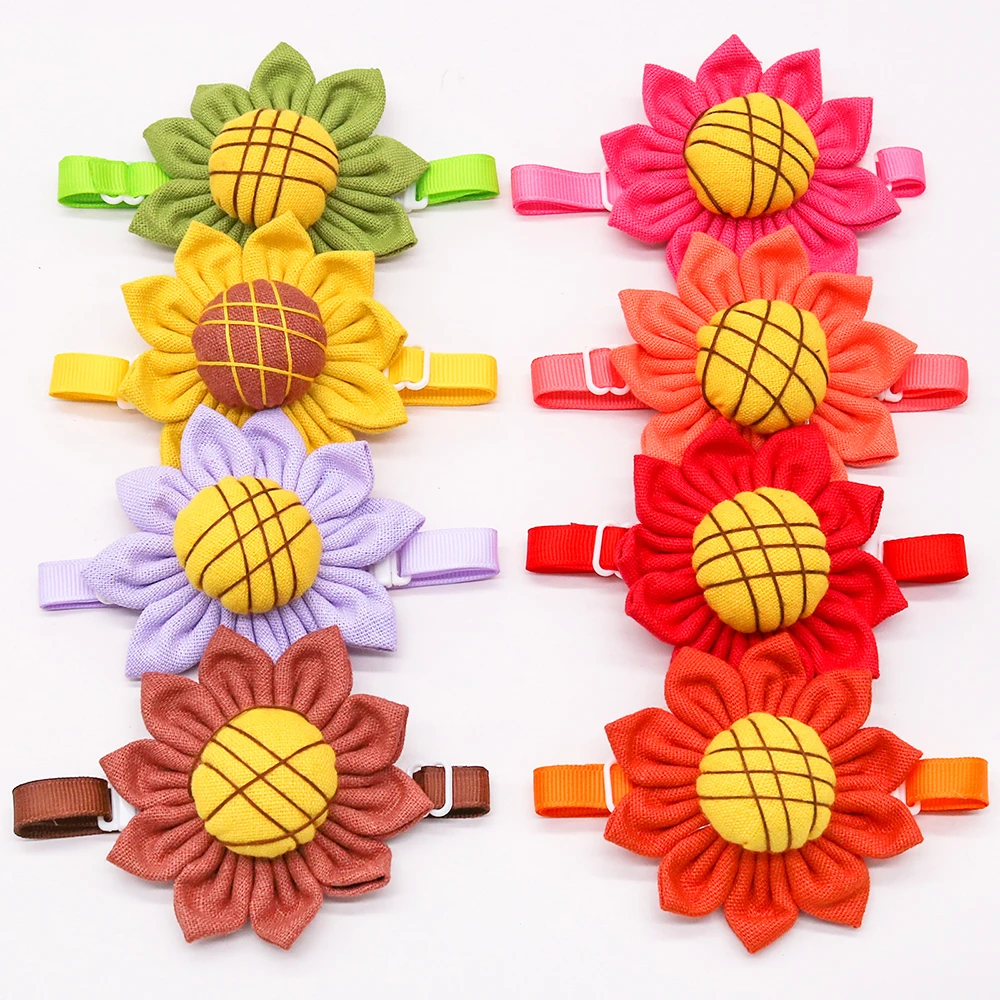 

8PCS Pet Dogs Bowtie Dog Necktie Cute Grooming Sunflowers Adjustable Dog Bow Tie Collar for Doggy Pet Items Dog Accessories