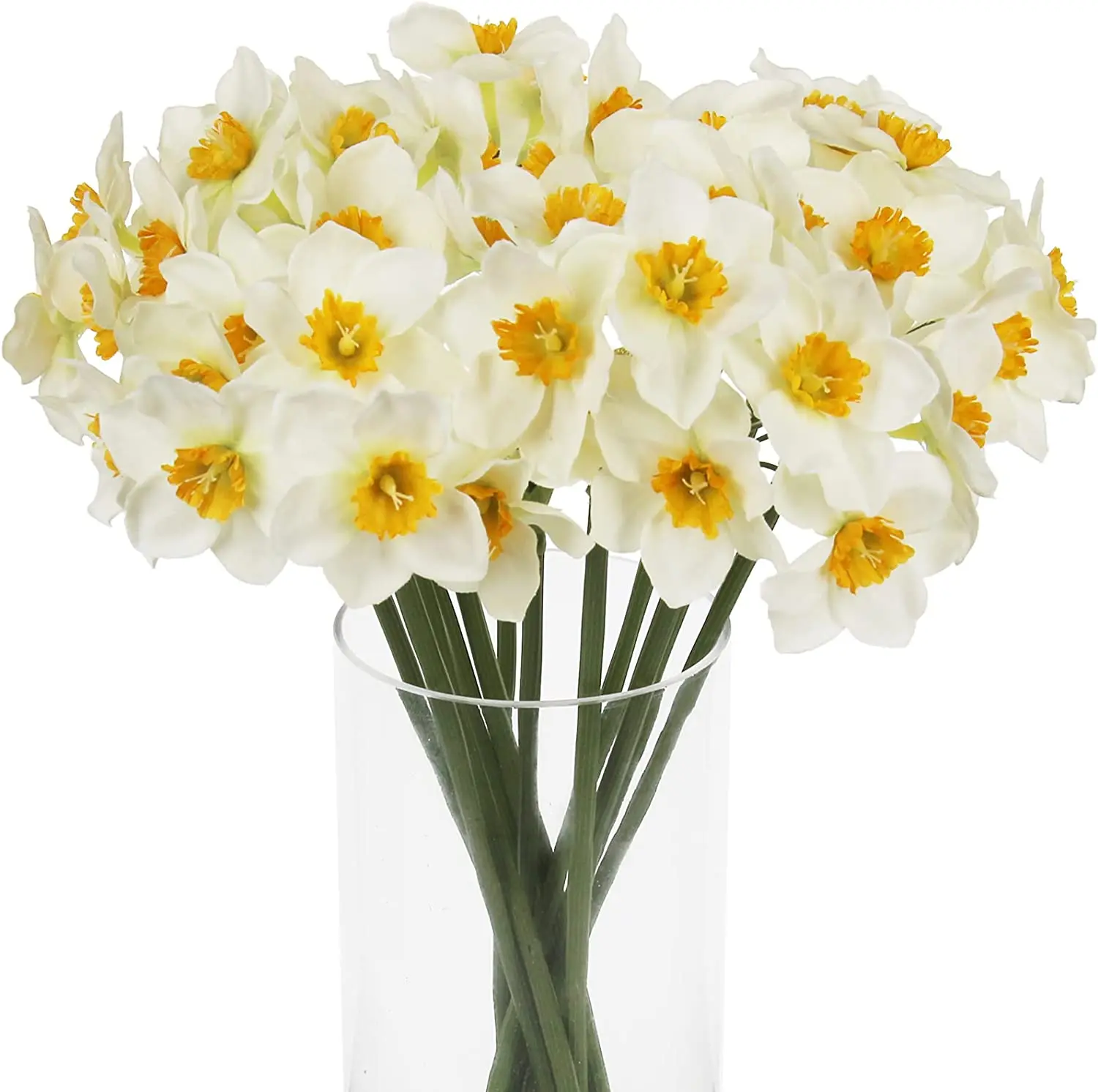 

Artificial Daffodil Flowers 15.8 Inches Narcissus Spring Flower Fake Silk Flower Arrangement for Home Wedding Decor (White, 12)