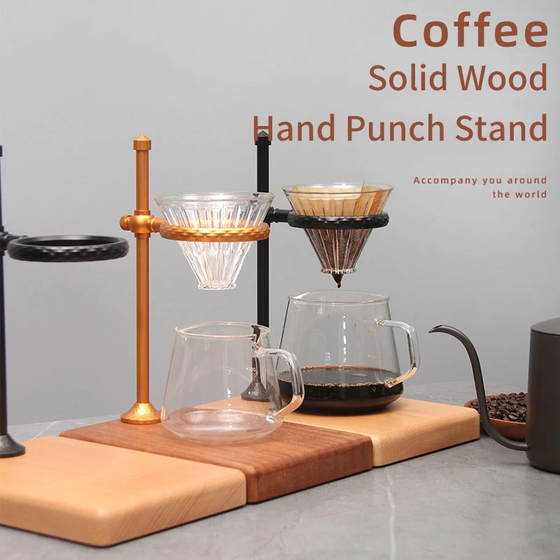 

Adjustable Dripper Coffee Filter Holder Driip Tools Set Cafe Paper Filter Glass Cone Cup Stand For Coffee Corner Wooden Tool