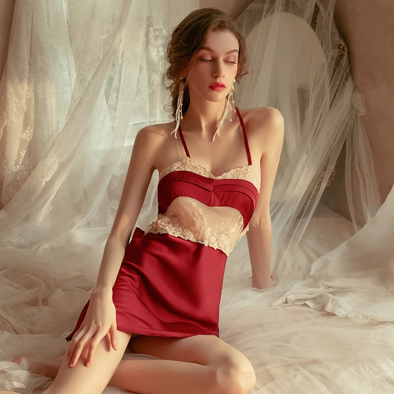 Women pajamas sexy nighty dress nightgowns women Night skirt Women's pajamas Sleepshirts Sexy lace suspenders Sleepwear Nightgow