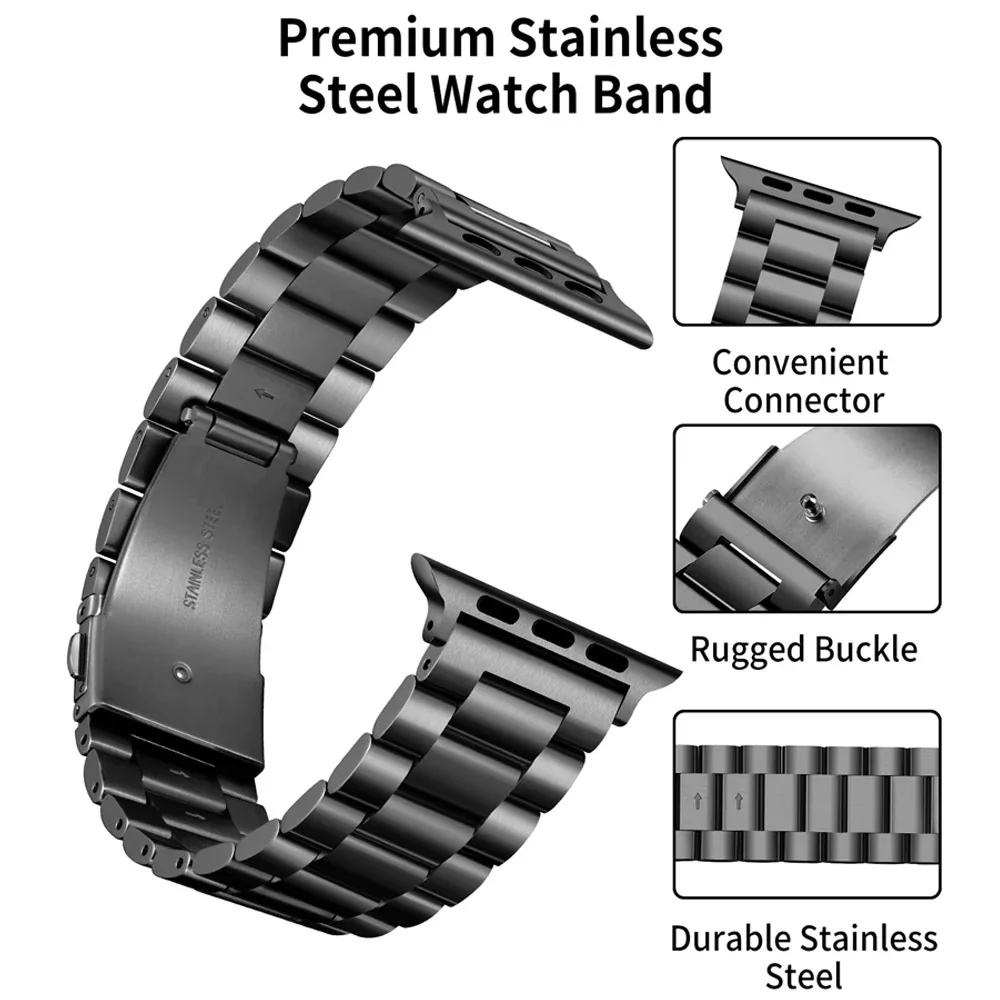Фото Ремешок из нержавеющей стали для Apple Watch Band 44 мм 45 мм 49 мм 46 мм 38 мм 40 мм 41 42 мм Браслет IWatch Series Ultra 3/2 11 10 9 8 7 SE №4