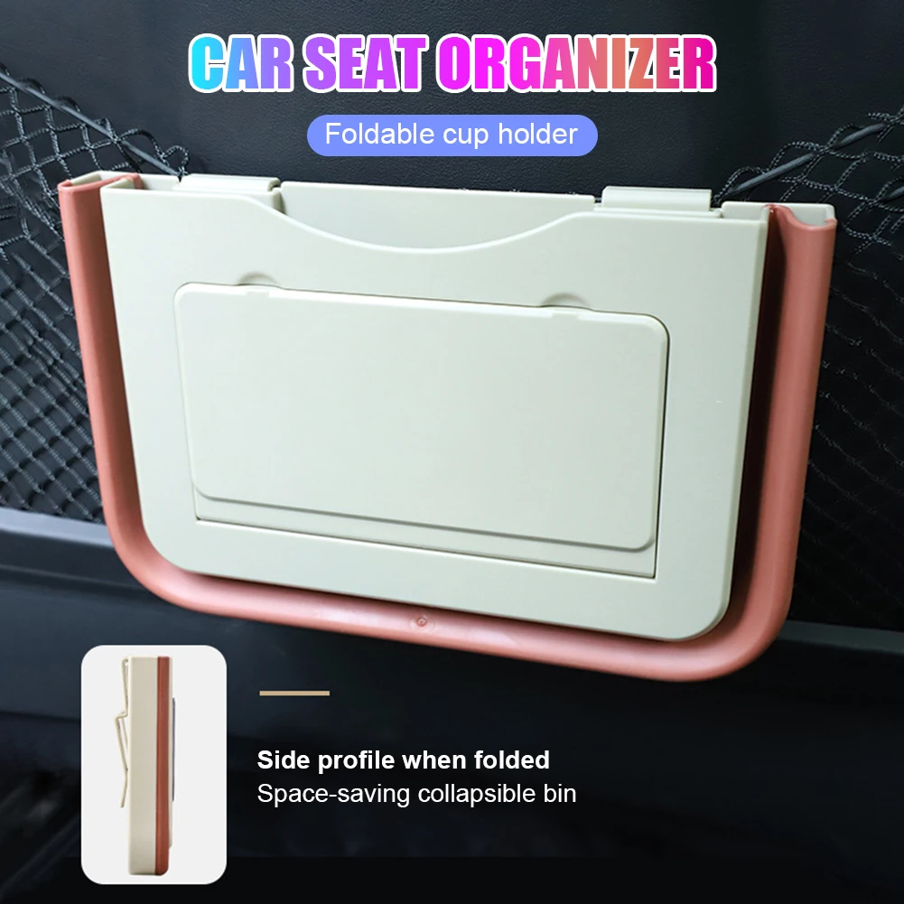 

Car Organizer Folding Trash Can Leakproof Back Seat Storage Box Collapsible Back Seat Cup Holder Table Tray Interior Accessories