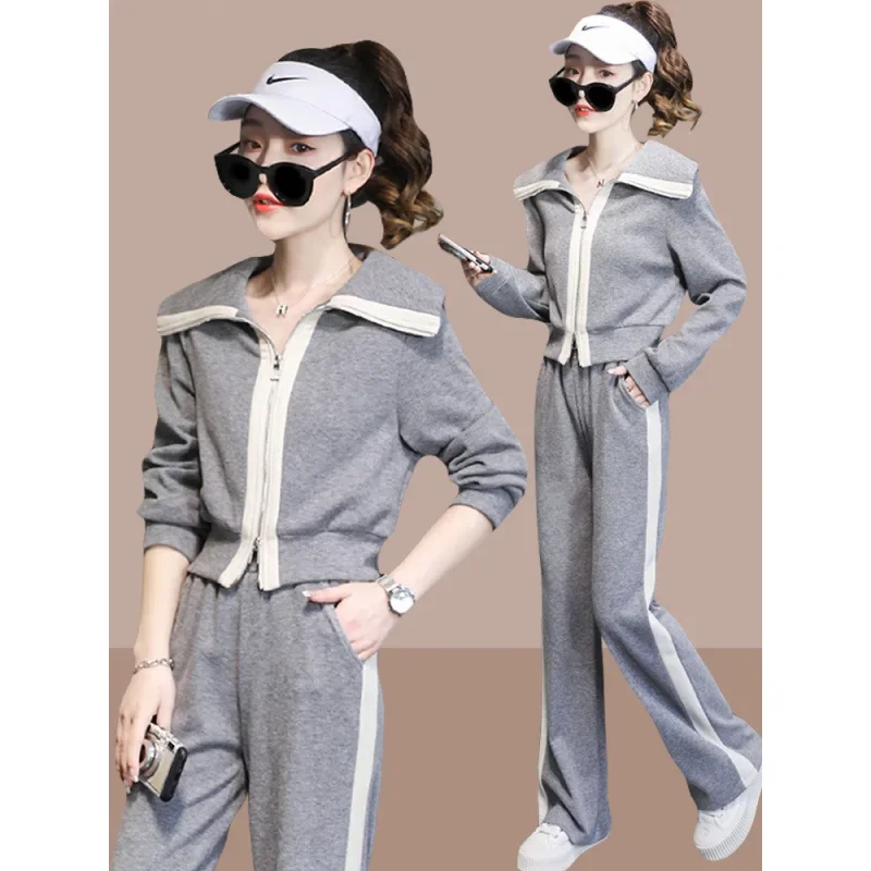 Весна-Осень 2024 новая женская модная куртка-клеш комплект из 2 предметов