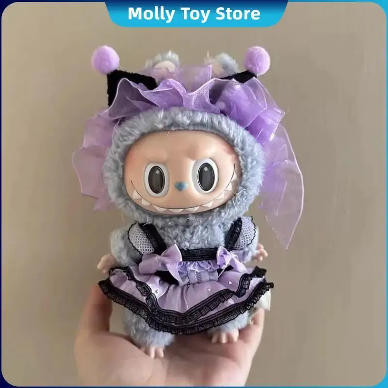 17 см наряд Labubu Sanrio Kuromi с виниловой подвеской аксессуары для кукольной одежды