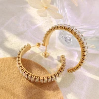 ys gold silver color stainless steel hoop earrings for women small simple round circle huggies ear rings steampunk accessories