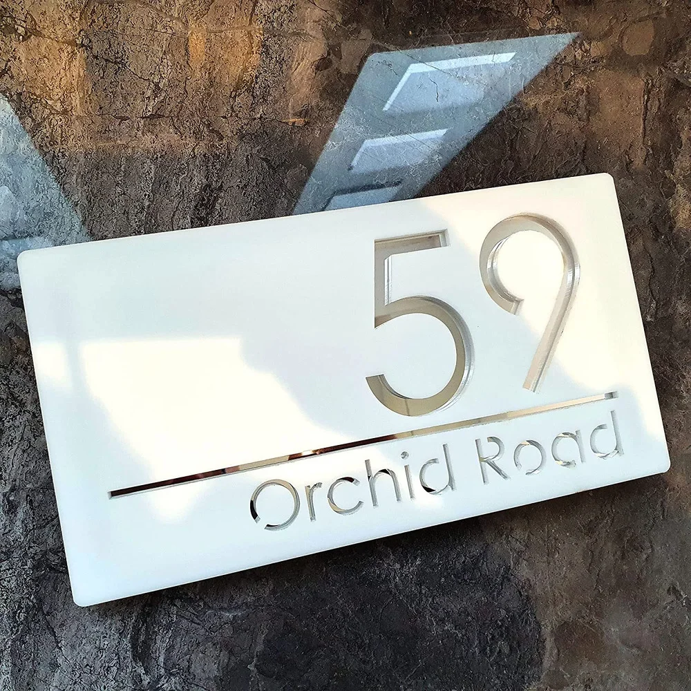 

Индивидуальный акриловый знак, белый и серебряный зеркальные таблички, адрес двери, номер