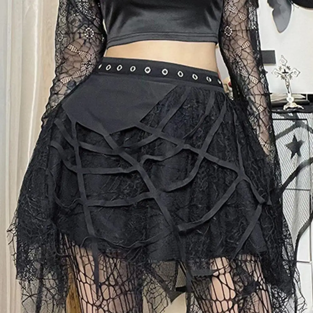 

Halloween Skirt Big Hem Lightweight All-match Spider-Web Net Yarn Tassel Mini Skirt Short Skirt Party Wear