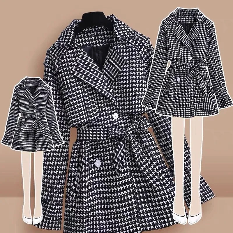 

High End Plaid Trench Coat 2023 Autumn New Lace up Waist Show Thin and Flesh Covering Temperament Versatile Korean Coat