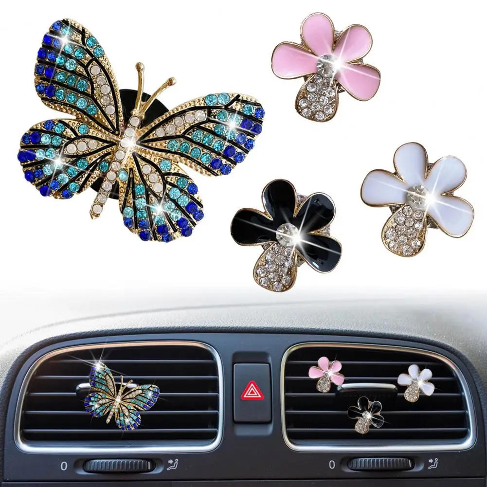

Car Perfume Holder Sparkling Rhinestone Butterfly Air Vent Accessory Car Perfume Holder for Beautiful Car Interior Decor