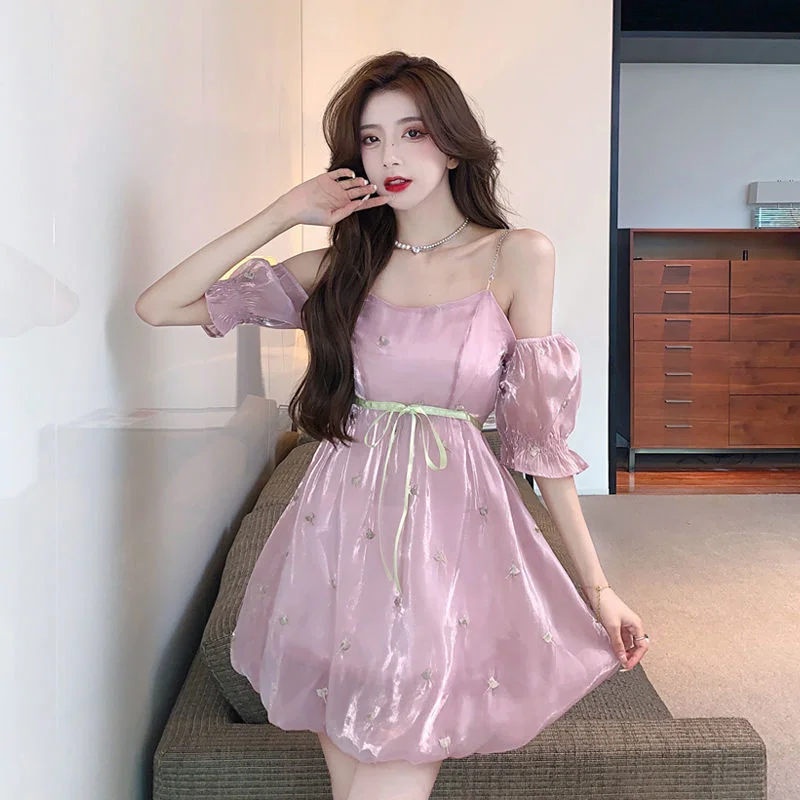 

Женское короткое вечернее платье, элегантное облегающее платье с высоким цветочным принтом в Корейском стиле принцессы, Y2k, лето 2022