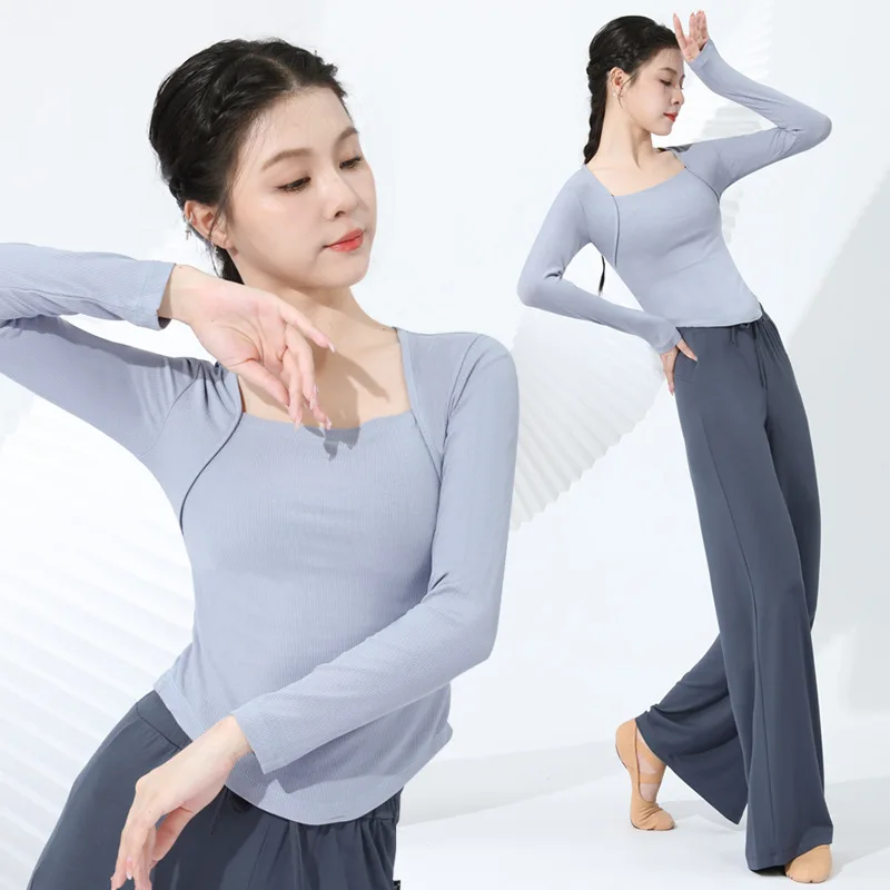 Тренировочный костюм для танцев топ Женский танцевальный с короткими рукавами