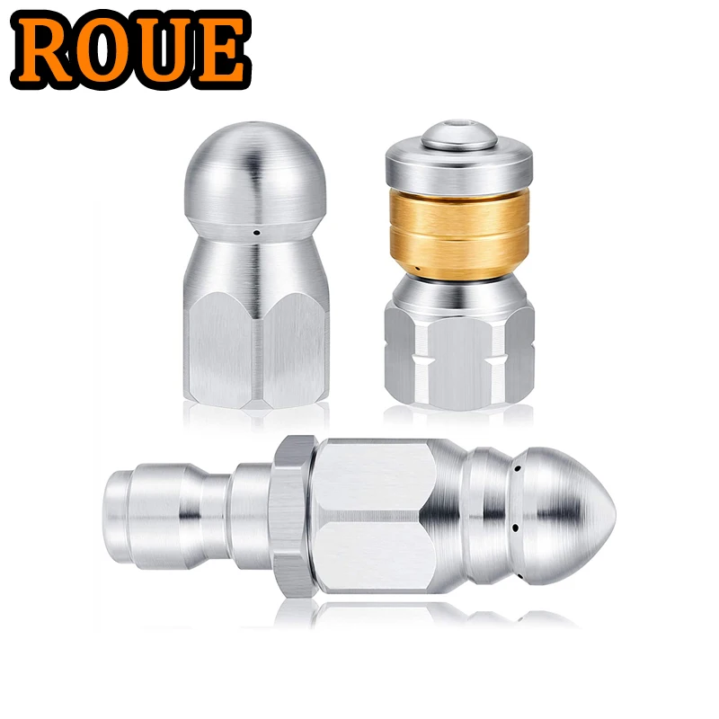 

ROUE High Pressure Hose Nozzle Pipe Cleaning Cable Washer Jet Nozzles 1/4” Washing Accessories High Pressure Cleaner