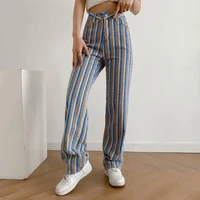 summer womens pants womens clothing e girl aesthetic color striped straight fashion high waist casual pants streetwear women