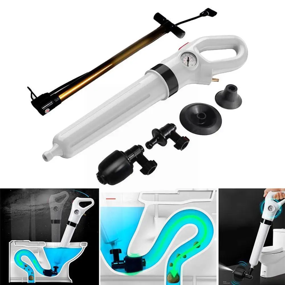 

1 Set White High Pressure Pump Cleaner Dredge Toilet Remover Clogged Pipe Sink Bathroom Plunger Drain Blaster Bathtub Pipe Z4e5