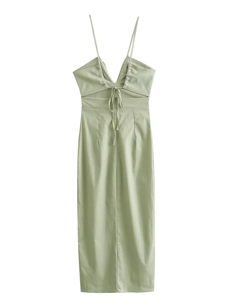 Сексуальное летнее льняное платье TFMLN 2024 женское облегающее без бретелек с