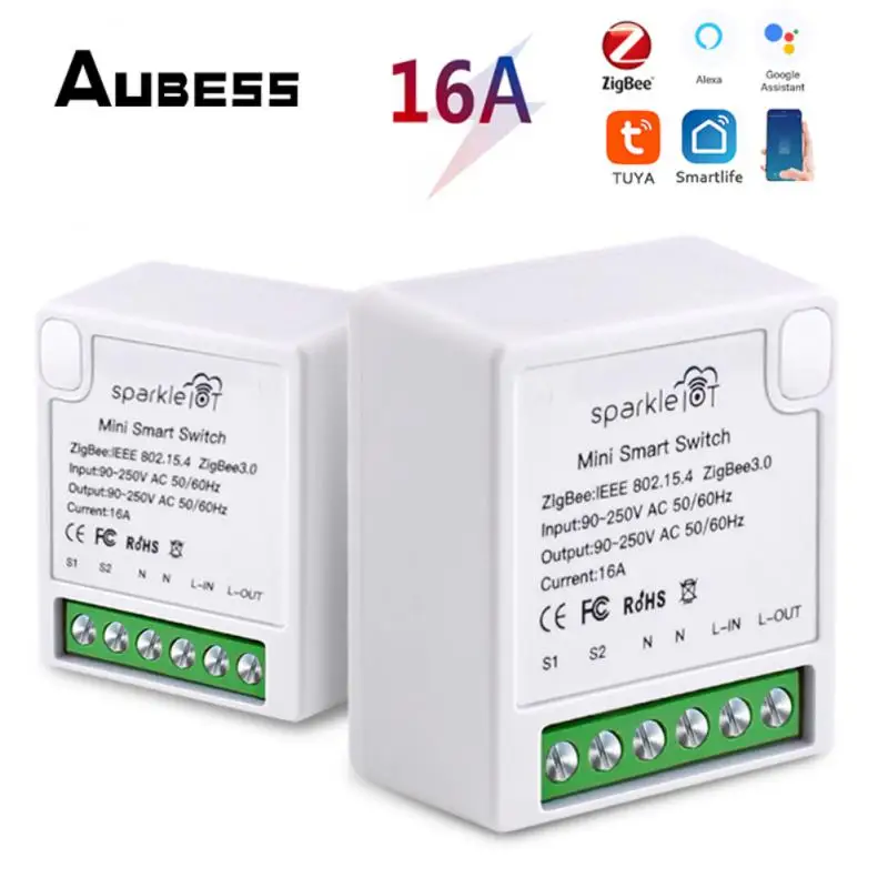 

Tuya Zigbee Mini Smart Switch 16A 2-Way DIY Switches SmartLife App Timer Module Support Alexa Google Home Alice Voice Control