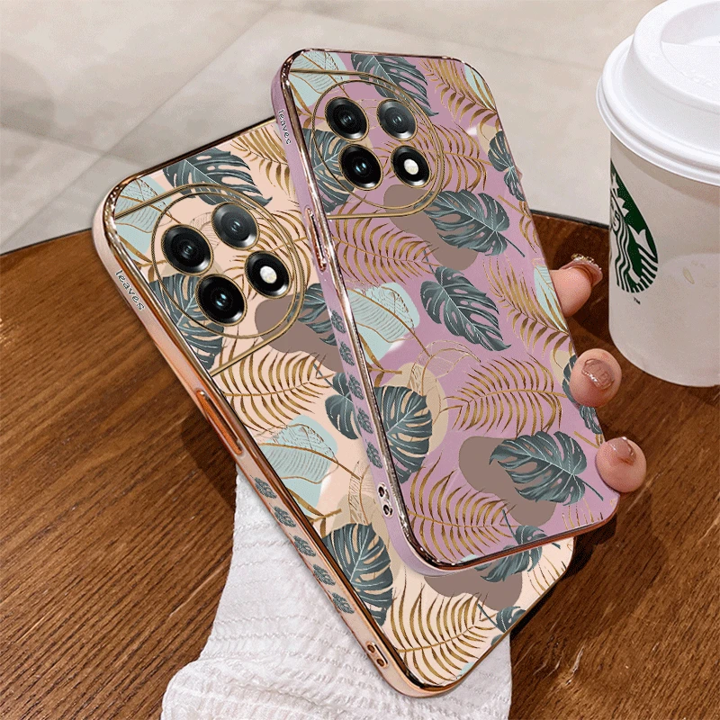 Фото Роскошный чехол для телефона с текстурированным листом 11R для Oneplus 10Pro 10T 10R 11R 11 12 11Pro 8T 9R 9RT 9 9Pro Ace 3 2V 3V 2Pro Cover №4