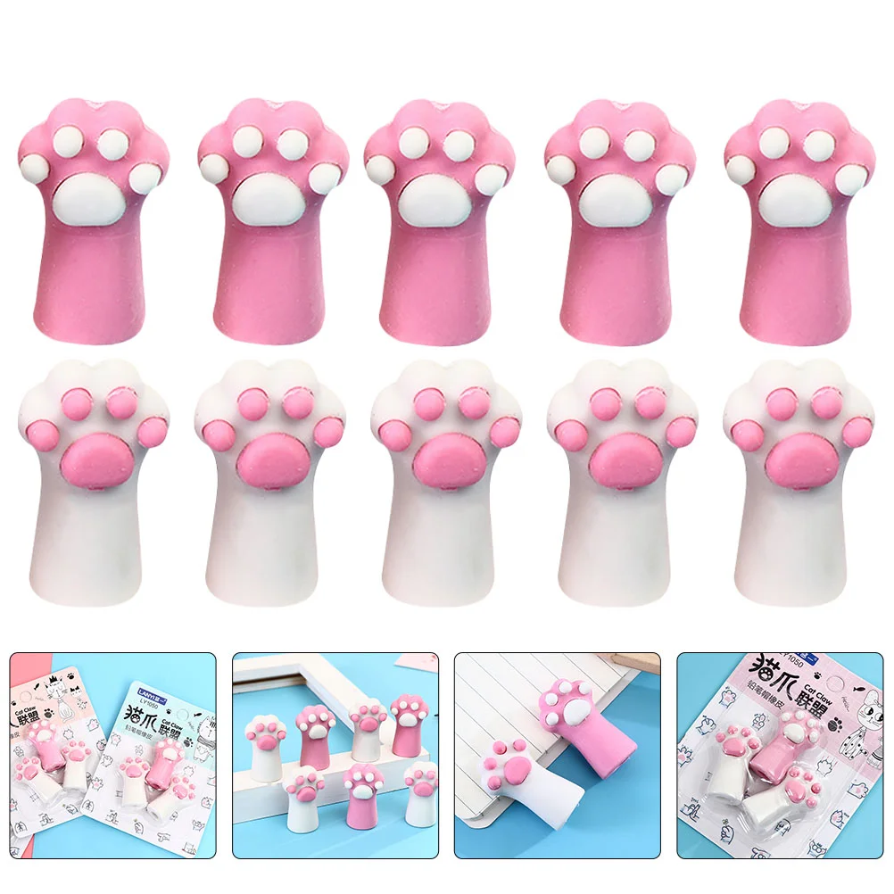 

Erasers Eraser Kids School Supplies Animal Cat Cute Mini Cartoon Cap Paw Rubber Shape Toppers Novelty Stationery Party Erasing
