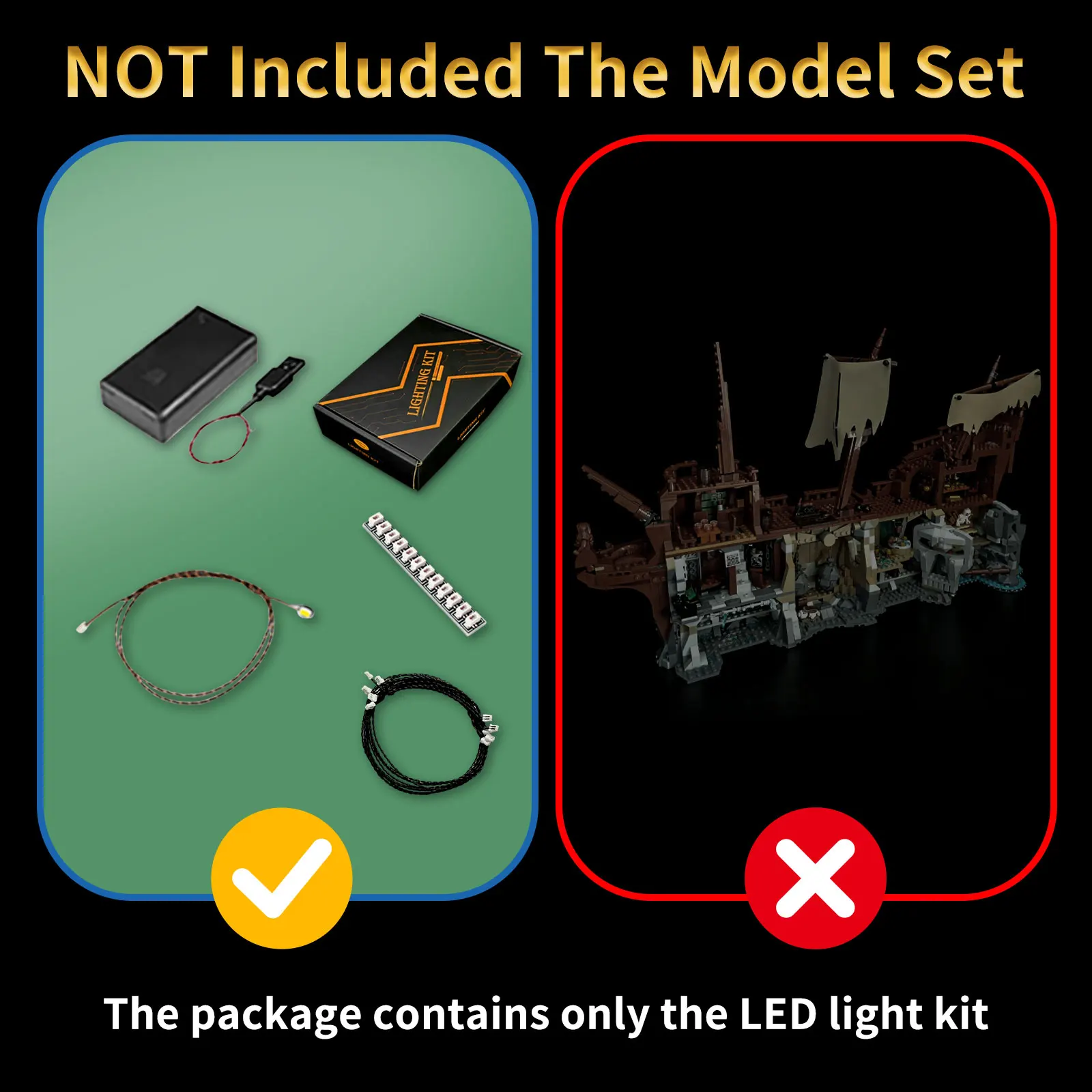 Комплект светодиодного освещения BRIXSPARK для Lego 21363, USB-набор для самостоятельной сборки, подходит для конструктора «Пиратский корабль», кирпичи в комплект не входят. (art.: 3920db99af026) - 3920db99af026