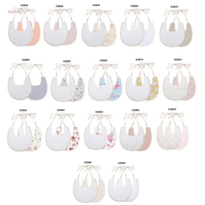 

Cotton Baby Bibs Embroidery Double Side Bibs Toddler Saliva Towel Feeding Burp