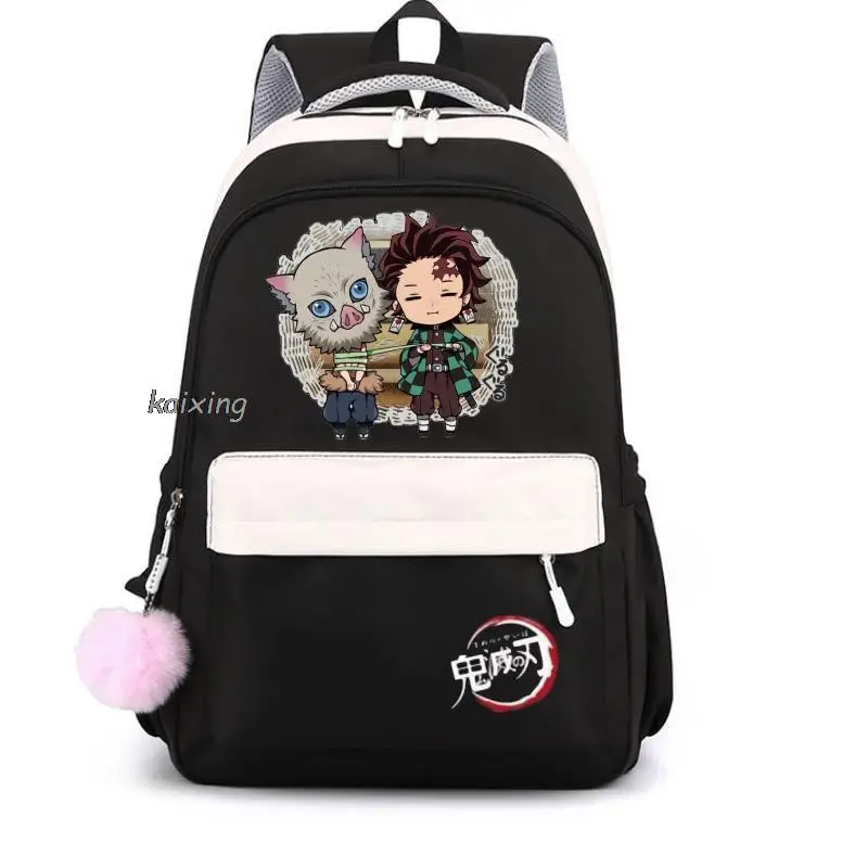 Рюкзаки Kamado Nezuko повседневные школьные ранцы из ткани Оксфорд для подростков и