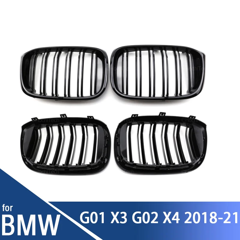 

Передний бампер яркого черного цвета M Look, решетка с раковиной, двойная планка, гоночная Спортивная решетка для BMW G01 X3 G02 X4 2018-2021, автомобильные аксессуары