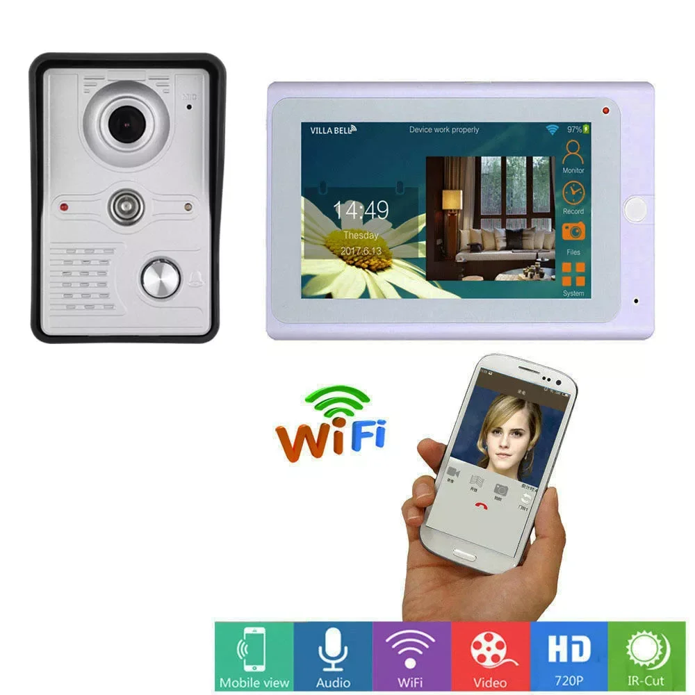 

7inch Wifi IP Video Door Phone Doorbell Intercom Entry System with IR-CUT Night Vision Support Remote APP Unlock Video Intercom