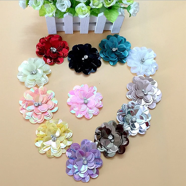 

3cm/7cm Sequin Flower Patch Multicolour Clothes Hat Shoes Sewing Patterns Decorative Patches DIY Handmade Jewelry Making