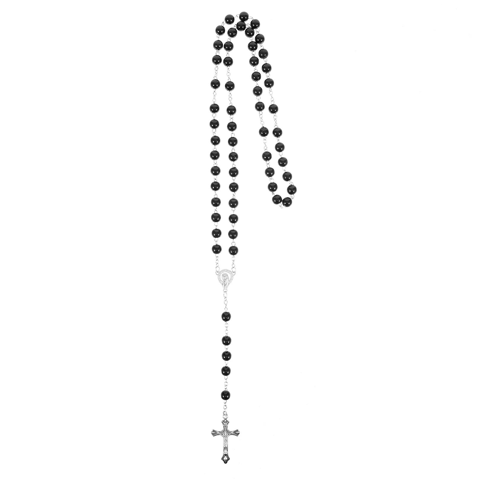 Крест Человек Четки Бусины Распятие Ожерелье Мужчины Стеклянные Жемчужные