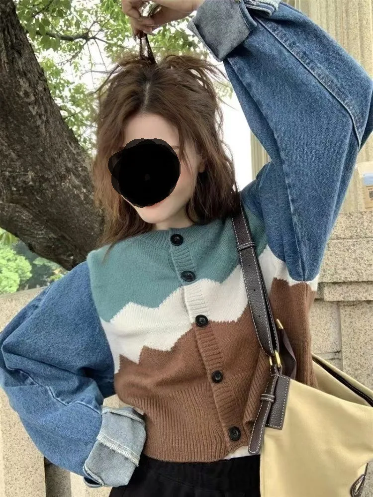 

2023 Spring New Striped Cardigan Women Korean Sweet O-neck Loose Sweaters Mujer Y2k E-Girl Long Sleeve Knitted Tops Women