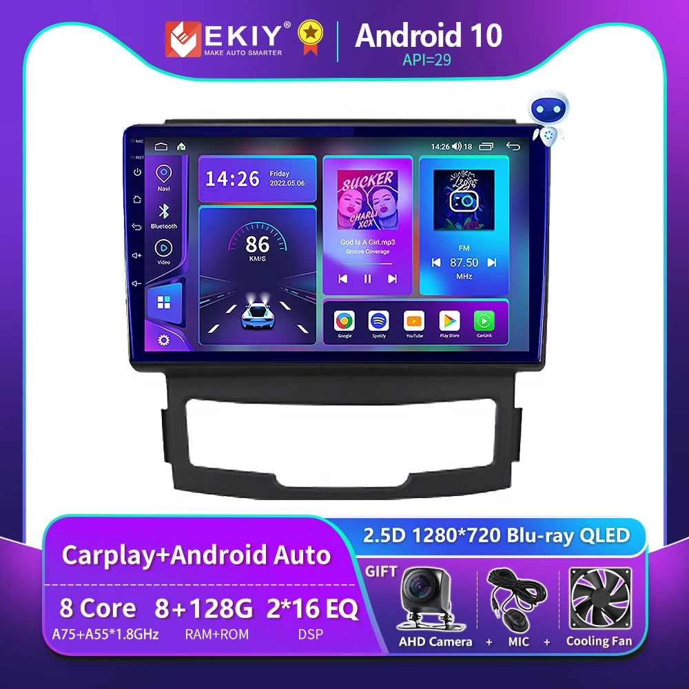 

EKIY T900 8G 128G Android 10 Car Radio For SsangYong Korando 3 Actyon 2 2010 - 2013 Multimedia Player GPS Navi Stereo Auto 2din