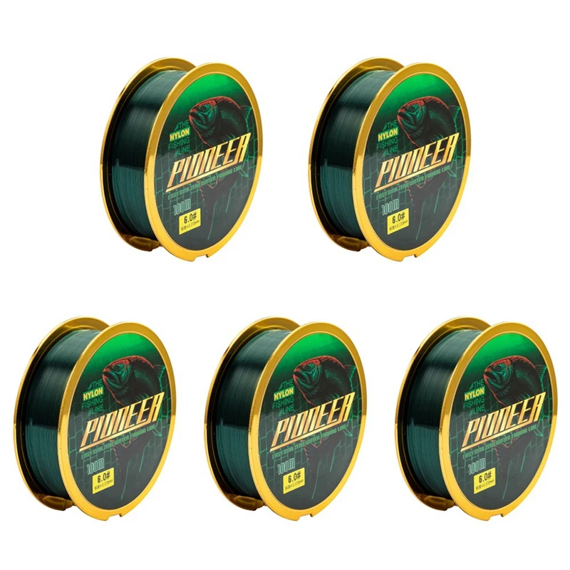 

Kenardo 5PCS 100M Strong Tensile Wear-Resistant Nylon Fishing Line Japanese Fishing Line