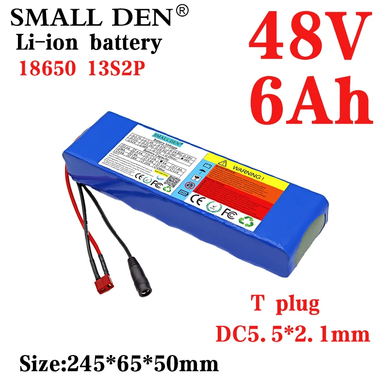 

48v 6Ah 18650 Li-ion Battery Pack 54.6V Bicycle Modification Kit Bafang Electric Bike Scooter Rechargeable Battery + 2A Charger