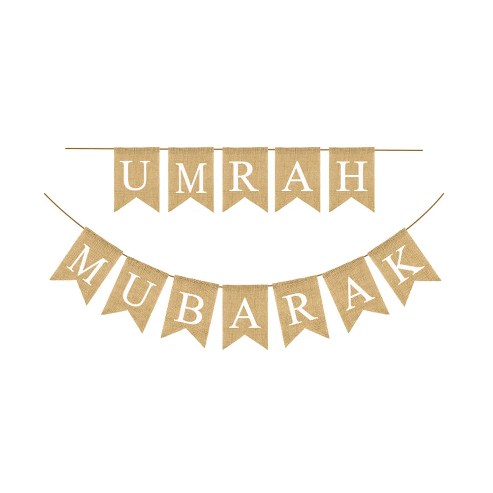 

Banner Ramadan Party Decorations Pennant Festival Birthday Flag Jute Supplies Favors Garland Linen Moon Bunting Burlap Hanging