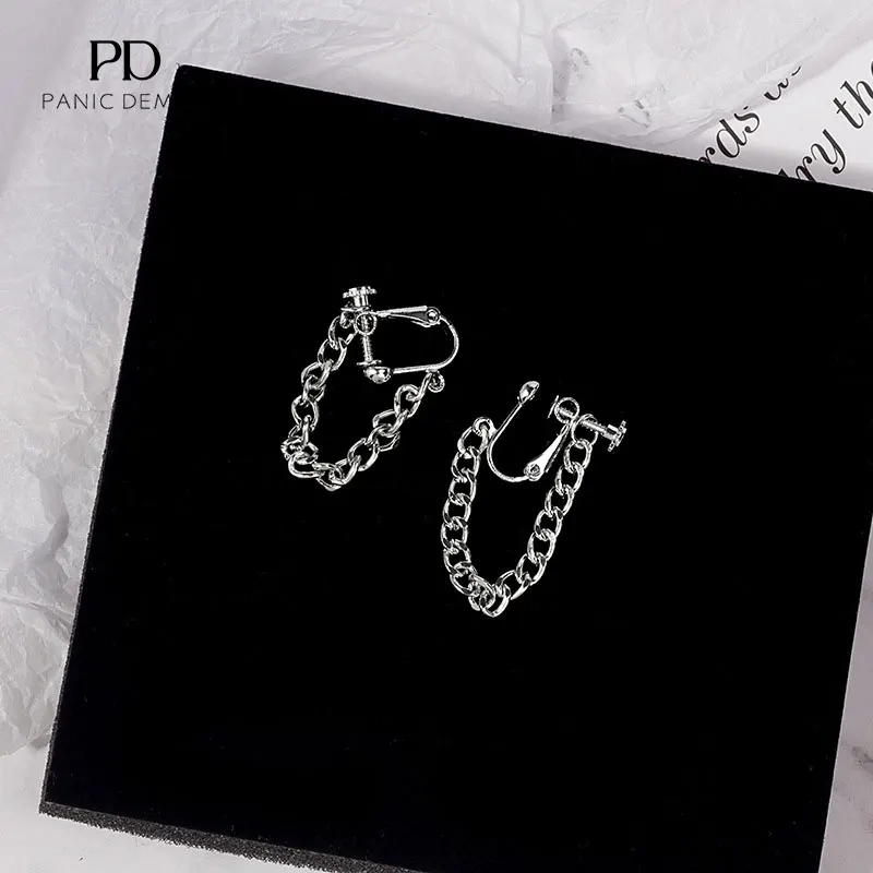 

South Korean Hip-hop Alloy Rear Hanging Chain Punk Earrings 2020 Design Port Style Men's and Women's Universal Earring Jewelry