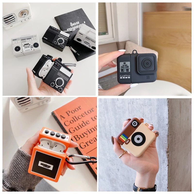 

3D Cute Vintage Tape Recorder Player For AirPods 1 2 3 Pro Charging Soft Silicon Cover Wireless Bluetooth Earphone Case