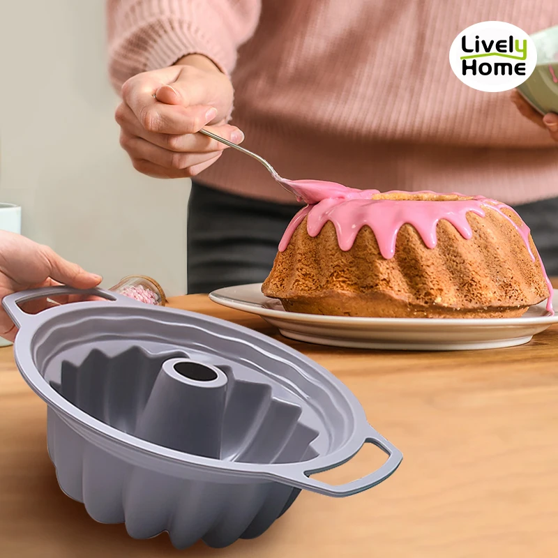 

Silicone Chiffon Cake Mold Pan Bread Mould 9 inch Large Spiral Gear Shape Non-stick Bundt Pan Angel Food Ring Mold Pan Cake Tool