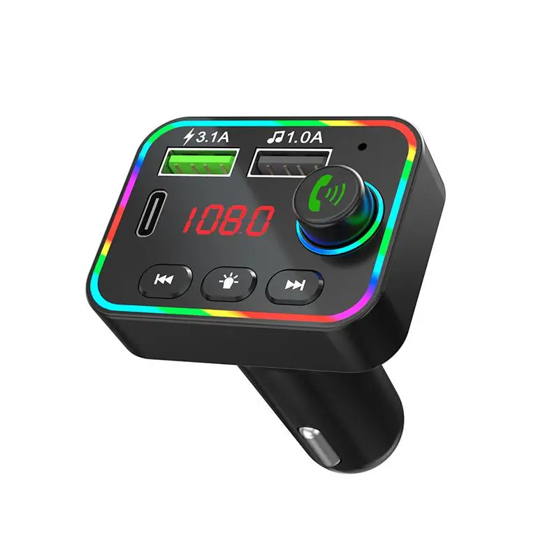 

Автомобильный MP3-плеер F4, Bluetooth, адаптер громкой связи, цветной дышащий свет QC3.1A, U-диск, музыкальный плеер, двойной порт PD, быстрая зарядка