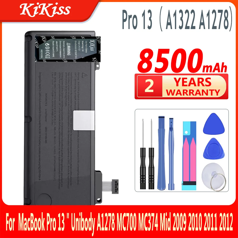 

KiKiss 100% New Battery Pro 13 ( A1322 A1278) 8500mAh for MacBook Pro 13 " Unibody A1278 MC700 MC374 Mid 2009 2010 2011 2012