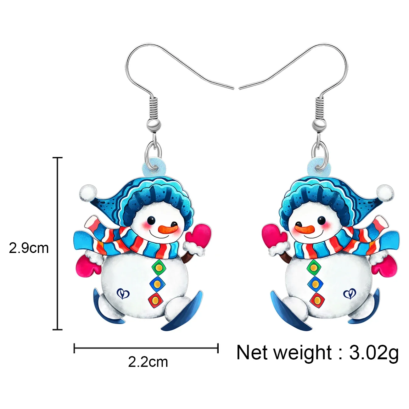 Висячие серьги WEVENI в виде рождественского снеговика с акриловыми подвесками