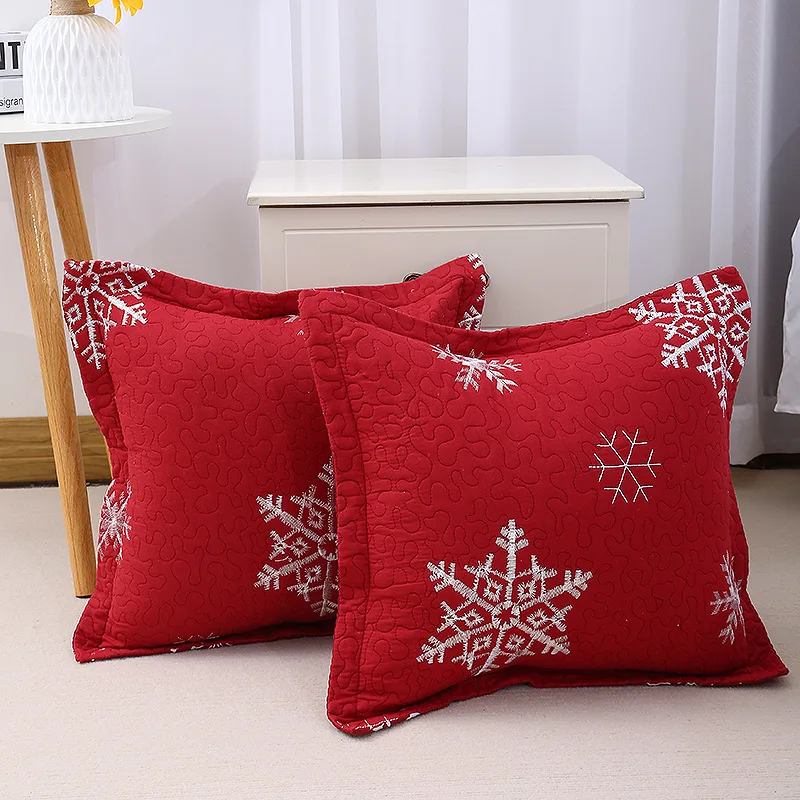 

Christmas Snowflake Pillow Cover Classic Simple Quilted Embroidery 100% Cotton Home Decorative Cushion Cover Sofa Cushion Cover
