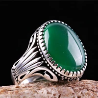 new style inlaid emerald mens ring personality retro domineering personality ring to attend the banquet party jewelry wholesale